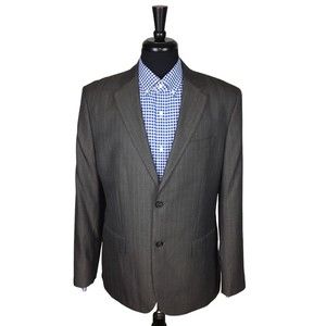 Banana Republic Men Brown Striped Polyester Blend Sport Coat Blazer Jacket 42R